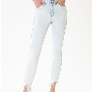 KanCan High Rise Hem detail light wash Ankle Jean